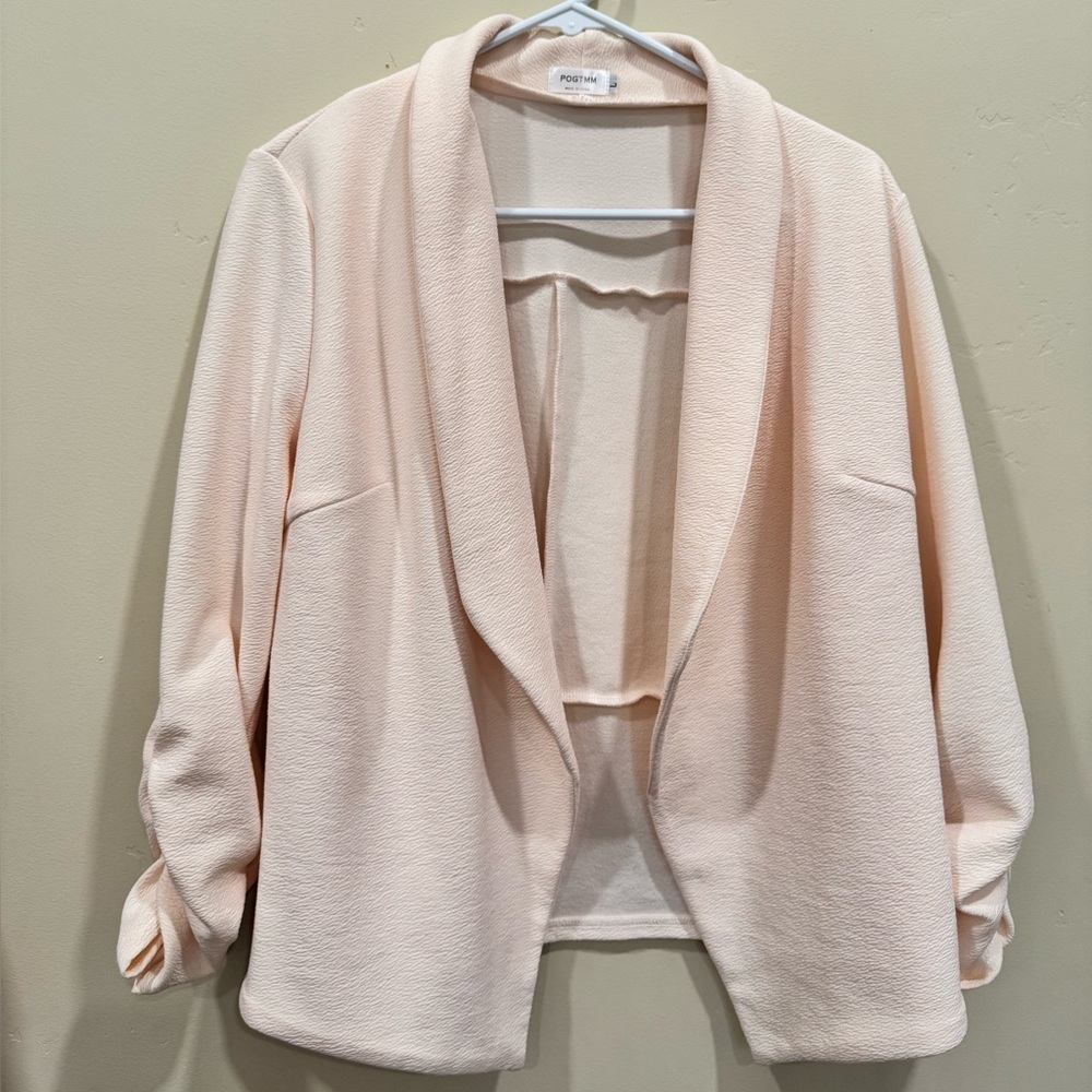 Blush Pink Open Front Blazer